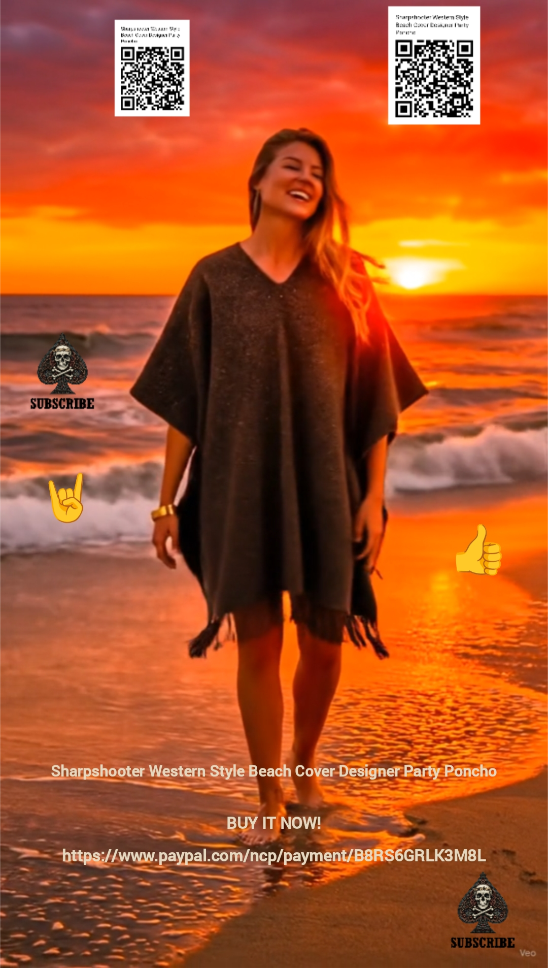 Olive-Green-Sharpshooter-Western-Style-Beach-Cover-Designer-Party-Poncho-SOLID-COLOR-QR
